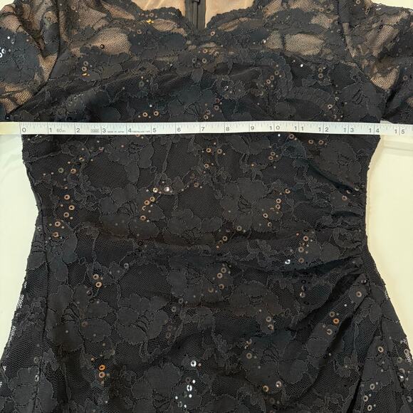 Lauren Ralph‎ Lauren Black Cocktail Dress Lace Sequin Glam Party Women's Size 2P - Picture 9 of 11